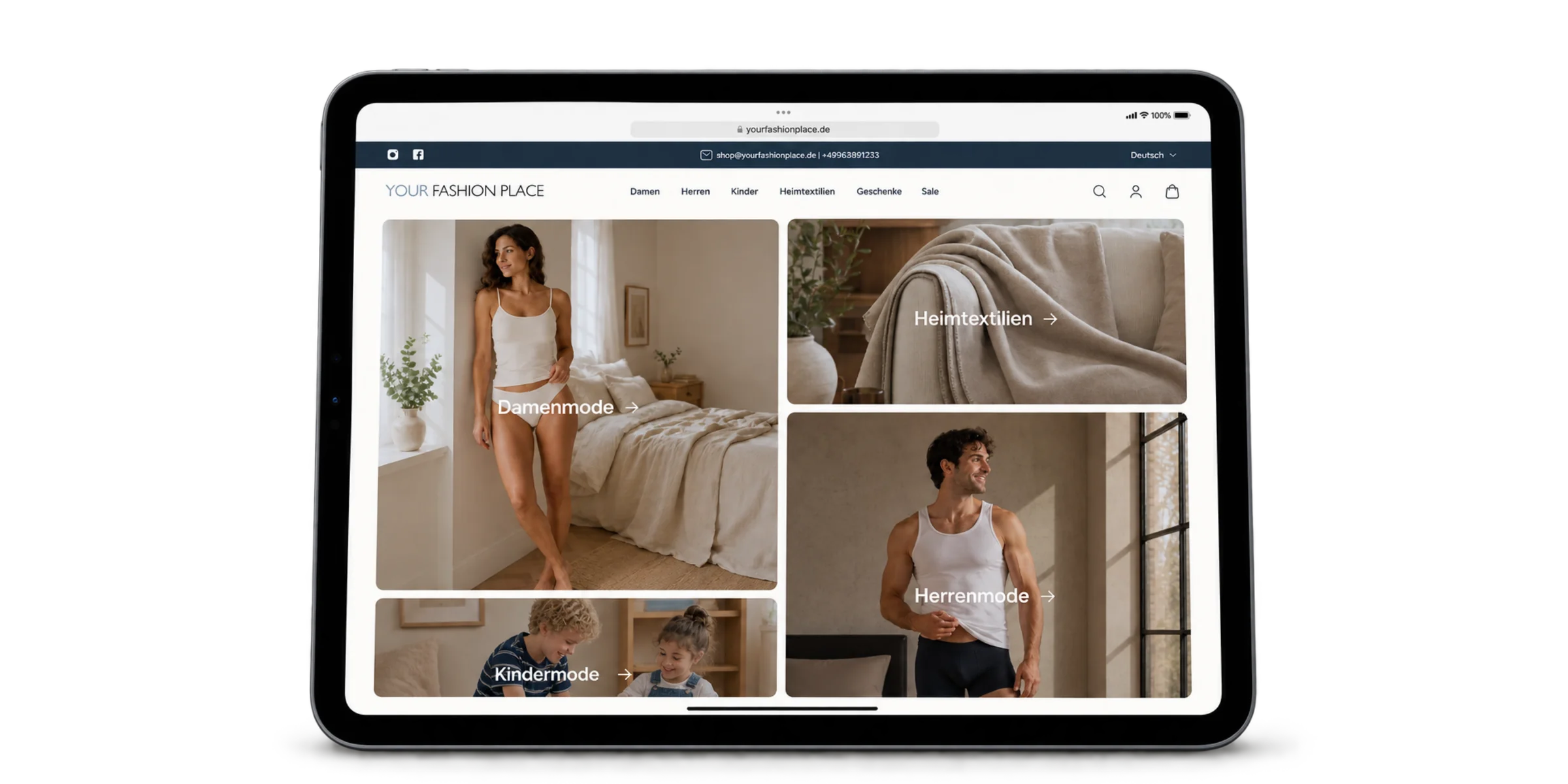 Tablet mit dem Onlineshop Your Fashion Place